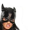 Schwarzer Catwoman-Hut, offene Augen, Maske, Cosplay-Kostüm, Outfit, Fledermausohren, Gesichtsbedeckung, Halloween-Cosplay-Zubehör2395