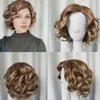 Little Sweetheart Wig Women's Fashion Partial Gradual Golden Short Curly Hair Oblique Bang Head Cover240115