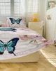 Bed Skirt Butterfly Flower Thanksgiving Wood Grain Fitted Bedspread With Pillowcases Mattress Cover Bedding Set Sheet