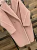Designer maxmaras teddy bear casaco das mulheres cashmere casacos de lã inverno 2024 novo estilo estrela fumaça rosa pele partícula camelo velo médio