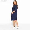 Abiti casual basic Robe mi-longue droite avec poches sur le devant tunique d't dcontracte t-shirt basique vas grande taille demi-manches 6XL YQ240115