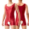 Men's Body Shapers Men Shiny Tights High Elastic Lingerie Set Swimsuit Underwear Bodysuit Jumpsuit Polyester Transparent Sleeveless