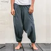 Pantaloni da uomo Pantaloni larghi da uomo in lino e cotone abbigliamento casual semplice taglie forti 2022 YQ240115