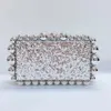 Leopardpärlor Akryl Box Evening Clutch Bag Women Designer Luxury Sequin Purses and Handbags Wedding Party Purse Clutches 240113