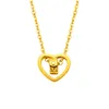 Pure 18K Gold Necklace 999 Gold Heart Pendants Rotating Ring Fine Jewelry Wedding Box Brand Trendy Gift for Women 240115