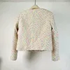 Women's Jackets Autumn Winter Mixed Color French Coat Female Single Breasted Woven Tweed