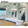 Partihandel 4.5x4m Annonsering Uppblåsningsbar högkvalitativ uppblåsbar studshus Bröllop Bouncy Castle med Slide Combo All White Bouncer Jumping Bed till salu