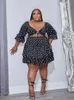 Wmstar Plus Size Women 2 Two Piece Outfits Sexy Crop Top and Mini Skirts Sets Dot Print Matching Wholesale Drop 240115