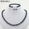WUBIANLU 4 цвета очаровательные женские 7-8 мм белый настоящий жемчуг ожерелье браслет серьги ювелирные изделия оптом и в розницу 240115