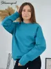 Stregirl gris surdimensionné sweat femmes hiver automne coton à manches longues hauts pull ample pour 3XL 240115