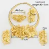 YM Gold Color Jewelry Set For Women Dubai African Wedding Bridal Necklace Copper Earrings Adjustable Ring Ethiopia Flower Bangle 240115