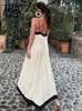 Casual Dresses TRAFZA Women Fashion Camisole Dress Sleeveless Poplin Solid A Line Backless Long Vestidos For Beach