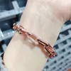 Pulsera de plata de ley 925 para mujer, galvanoplastia en forma de U, incrustaciones de oro rosa de 18k, joyería clásica de moda de lujo 240115