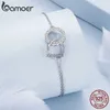 Catena Bamoer Bracciale doppio cerchio in argento sterling 925 Eternity Maglia regolabile placcata platino per le donne Regalo di San Valentino YQ240115