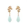 Stud Earrings 2024 Early Spring Apricot Leaf Orchid Imitation Jade High Sense Special-Interest Design Chinese Style Han