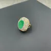 Prachtige mode smaragdgroene strass ring met natuurlijk ruw mineraal kristal gezet in ruwe steen bruiloft sieraden voor vrouwen 240115