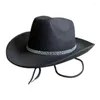 Berets Leichtgewichts Strassdekor Fedora Hut für Frauen Atmungsbare Cowboykappe mit Bim Western Jazz Feel Casual Hats Dropship