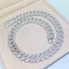 350G Bussdown 18Mm 3Rows Solid Sterling Sier VVS Moissanite Miami Cuban Link Chain