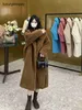 Maxmaras Coat Teddy Bear Womens Cashmere Casats Wool Inverno 2024 Novo Estreno Estilo Caramelo Partícula de Camel