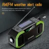 Radio FM Radio Portable Am Emergency Radios Mottagare Solar Handcrank laddningsbar vattentät högtalare Grön färg