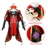 Rolecos genshin impacto beidou cosplay traje feminino preto vermelho vestido de halloween manto conjunto completo y09133473