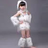 Trajes de dança de cachorro branco fofo para meninas trajes de dança de animais roupas de jardim de infância fantasia infantil animal QERFORMANCE285s