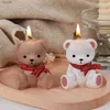 Craft Tools Lovely Teddy Bear Candle Silicone Mold 3D Animal Shape Home Decor DIY Gypsum Concrete Chocolate Fondant Baking Mould Tool Gifts YQ240115