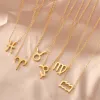 Pisces 12 Zodiac Signs Constellation Pendant Necklace Golden Color 14k Yellow Gold Necklaces For Women Jewelryg