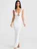 Casual jurken Mozision laag uitgesneden mouwloze sexy maxi-jurk voor dames mode backless rug split bodycon femme temperamentavond