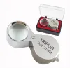 Como mini 30x21mm Loupes Jewelry Diamond Meldifiers Glass Glass Glass Engenious Portable Loupe Lippier Silver Color com caixa de varejo WCW140