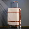 Valises de voyage de voyage Femmes Hard rétro à bagages roulants Set chariot avec sac cosmétique Vintage Suitcase For Girls Q240115