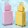 Suitcases Trolley Case Student Bagaż żeńska uniwersalne koła Zestaw bagażu Łagodowe hasło Przesyłka walizka Podróż Makaron Kolor Q240115