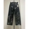 2024 Nouveau Designer Femmes Jeans Graffiti Taille Haute Lâche Casual Noir Droit Denim Pantalon Mode Streetwear Thekhoi-12 CXG984