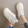 Zapatos informales cómodos para mujer, zapatillas planas con cordones y punta redonda, color caqui, blanco y negro, zapatillas de deporte para mujer