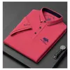 Camisa polo bordada masculina high-end luxo topo verão casual lapela manga curta camiseta moda coreana masculina 240115