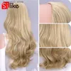 Syntetyczne peruki Sileike 24 cali 3/4 pół peruków fala ciała włosy Ombre Ash Blonde Curly For Women 210G Q240115