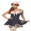 WHWH femmes Halloween Sexy nautique marine marin Pin Up rayure Cosplay Costume Mini robe déguisement avec chapeau taille M XL266Z