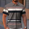 Business Casual Golf Polos pour hommes Mode d'été T-shirt à manches courtes Ligne dégradée Impression Tops Polo surdimensionné quotidien 240115