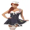 WHWH Women Halloween Sexig Nautical Navy Sailor Pin Up Stripe Cosplay Costume Mini Dress Fancy Dress med hattstorlek M XL288Q