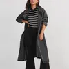 Autunno Inverno Donna Denim Trench Cintura in vita Jean Cappotti Doppiopetto Donna Giacche lunghe Tinta unita Capispalla allentato femminile 240115