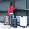 スーツケースSnugcozy High-Grade Materialsフロントフリップビジネスコンピュータースーツケース20/24インチサイズPCホイールスピナーブランド旅行荷物Q240115