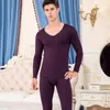 Men's Thermal Underwear Sale Men Winter Cotton Trackless Undershirts Suit Invisible V-neck Warm Thicken Long Johns Sets Seamless