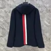 Spring Mens And Womens FUNMIX Cow Horn Button Wool Jacket Hooded Knitted Cardigan Blazer Simple Comfortable Couple Luxury Four Striped Jackets