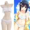 Japanse Meisje Anime Sexy Cosplay Ruffle Bikini Wit Doorschijnend Sukumizu Badpak Volwassen Wetlook Rollenspel Costumes261B