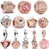 2024 Nya original Sterling Sier Pink Murano Passionate Kiss Beads Charm Fit Armband DIY smycken Tillbehör