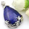 Luckyshien New Handmade Natural Lapis Lazuli 펜던트 빈티지 실버 우아한 매화 꽃 펜던트 목걸이 여성을위한 Pendan238d