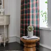 Świąteczne zasłonę okna Red Green Plaid Cotton and Line Curtains American Retro Country Style Style Curtains for Kitchen 240115