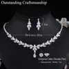 Necklaces Cwwzircons Top African Cubic Zirconia Leaf Drop Women Party Wedding Necklace Bridal Jewelry Set Dubai Gold Color Jewellery T442