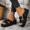 Talltor 2024 Summer Platform Women Wedge Round Toe Casual Flat Leather Outdoor Rubber Women's Beach