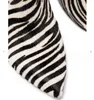 Stiefel Herbst Winter Zebra-Print Frauen Stiefel Mode Plissee Platz High Heel Kniehohe Stiefel Damen Slip Auf Spitz Schuhe